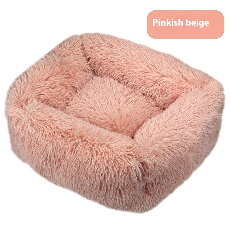 Square plush pet bed, provides warmth in winter, suitable for cats and dogs, can be used as a mattress, pet supplies