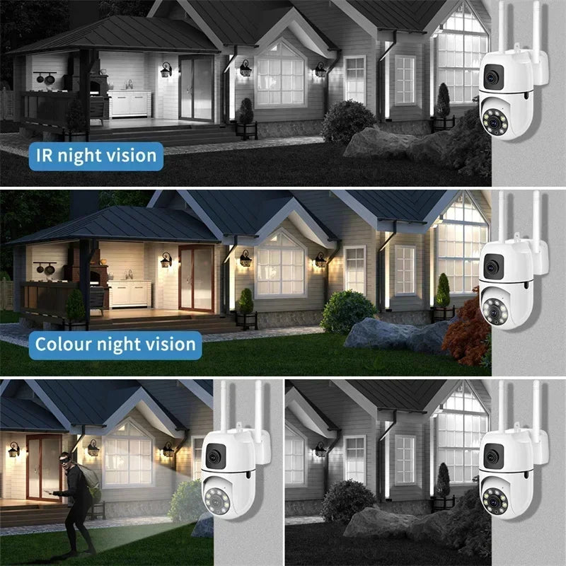 8MP Wifi Camera Dual Lens Security Wireless Outdoor Cameras Two-way Audio Auto Motion Detection Night Vision Home Baby Monitor