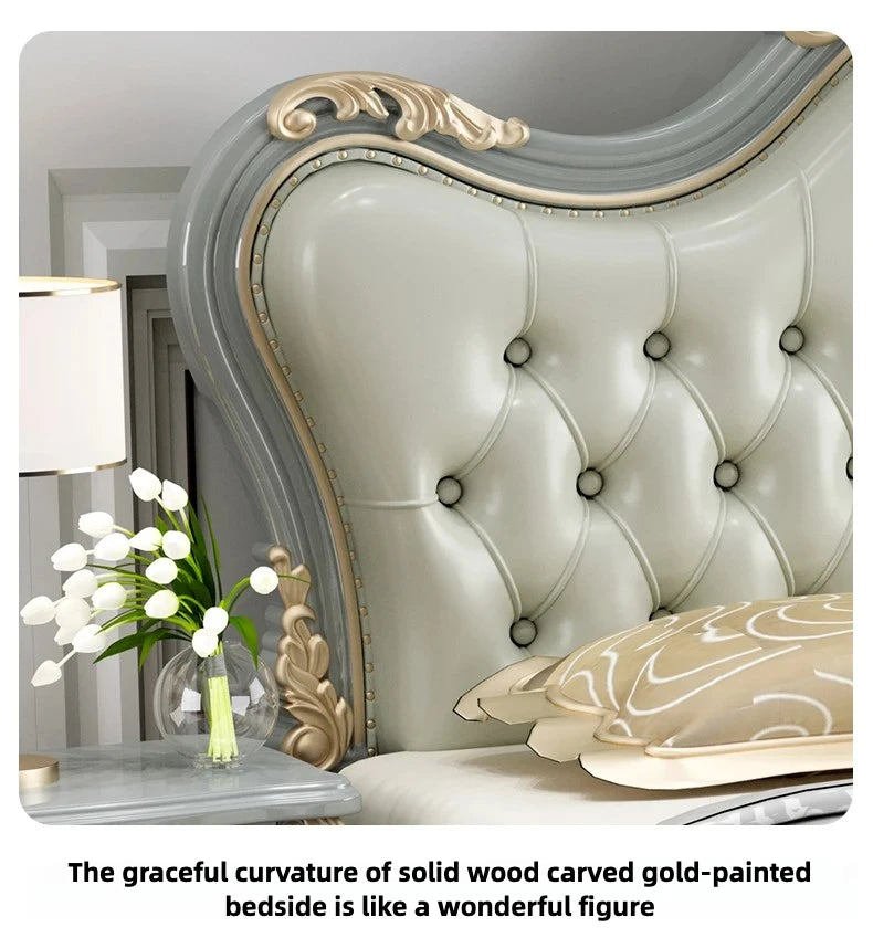 Vintage Modern Bed Multifonction Nordic Unique Queen French Bed Lounge Woode Headboard Camas Matrimonial Bedroom Furniture