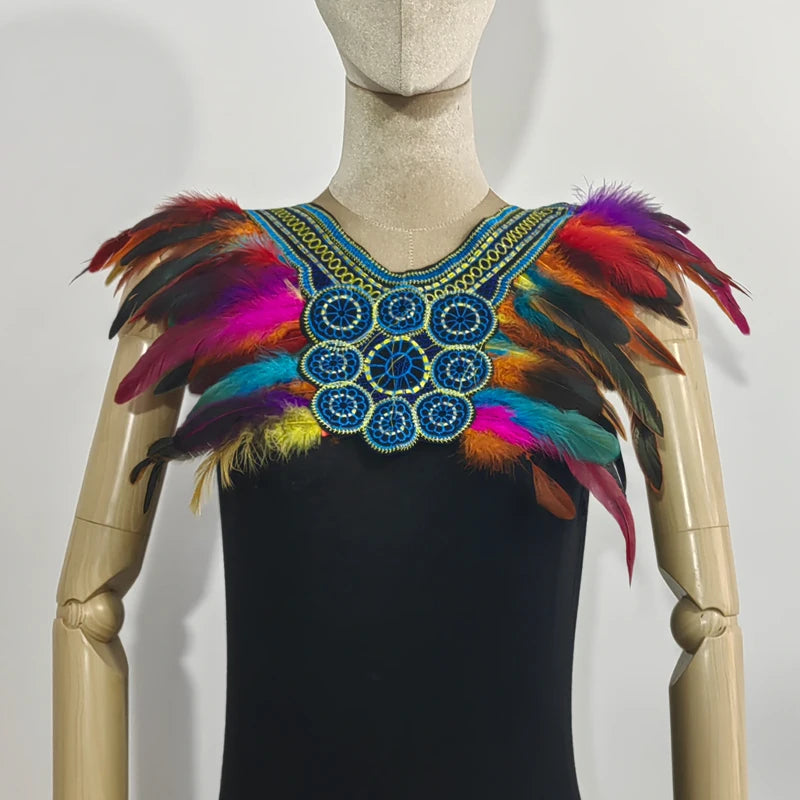 Halloween party costume, collar, scarf, Gothic feather collar and shoulders witch role-playing, available for both women and men