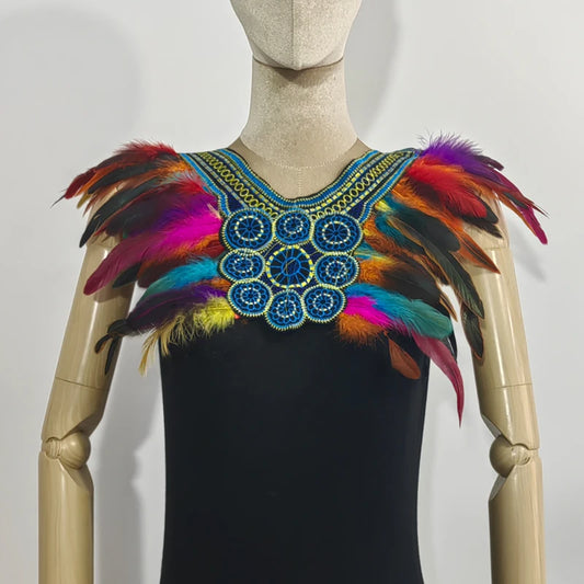 Halloween party costume, collar, scarf, Gothic feather collar and shoulders witch role-playing, available for both women and men