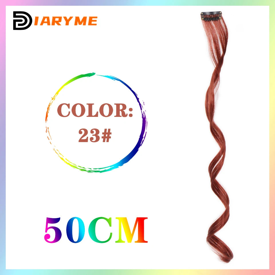 Colorful Hair Extensions Curly One Clip in Synthetic Long Hairpiece For Girls Women Kid Multi-colors Party Highlights Wig Piece