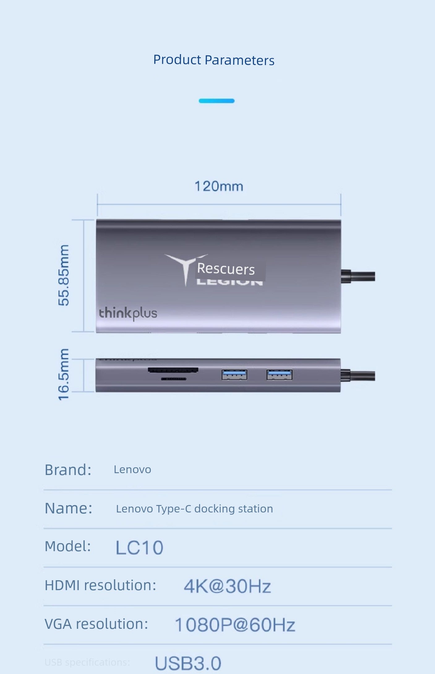 Lenovo Saver USB Cast Screen Network Cable Expansion Dock