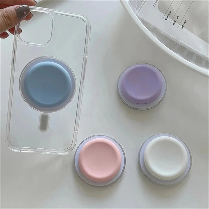 Korean Cute Solid Color For Magsafe Magnetic Phone Griptok Grip Tok Stand For iPhone 15 Foldable Wireless Charging Case Holder
