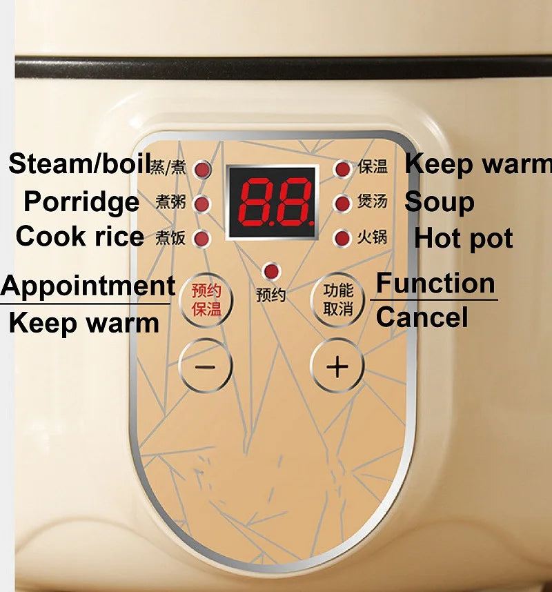 2.5L Home Multifunctional Electric Saute Pot Smart Non-stick With Steamer Rice Cooker Large Capacity Electric Hot Pot 220V