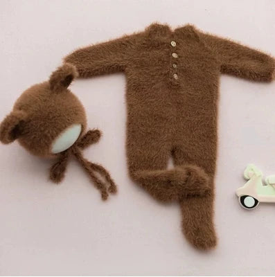 Newborn Bear Photography Set Onesie Baby Full Moon Home Photo Costume Studio Photography Props
