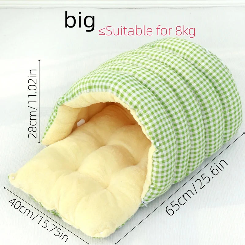 Cat Dog House Indoor Winter Thickened Foldabl Cat Sleeping Bag Cozy Soft Warm Semienclosed Small Pet Bed Snuggle Sack