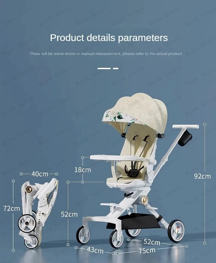 Baby Stroller Lightweight Infant and Toddler Two-way Stroller Reclining and Sitting Children's Single-pole Stroller Collapsible