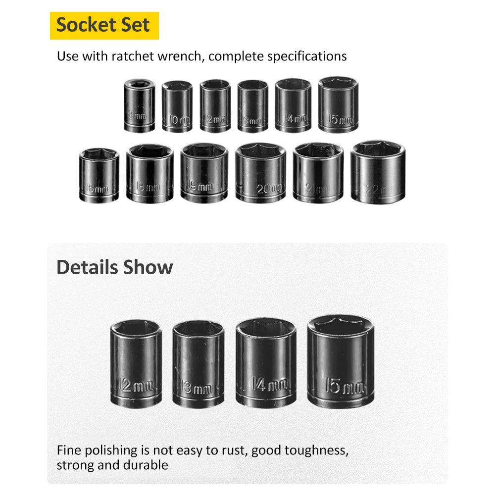 108 Piece Tool Set General House hold Hand Tool Kit with Plastic Toolbox Storage Case Used to Car repair And home Repair