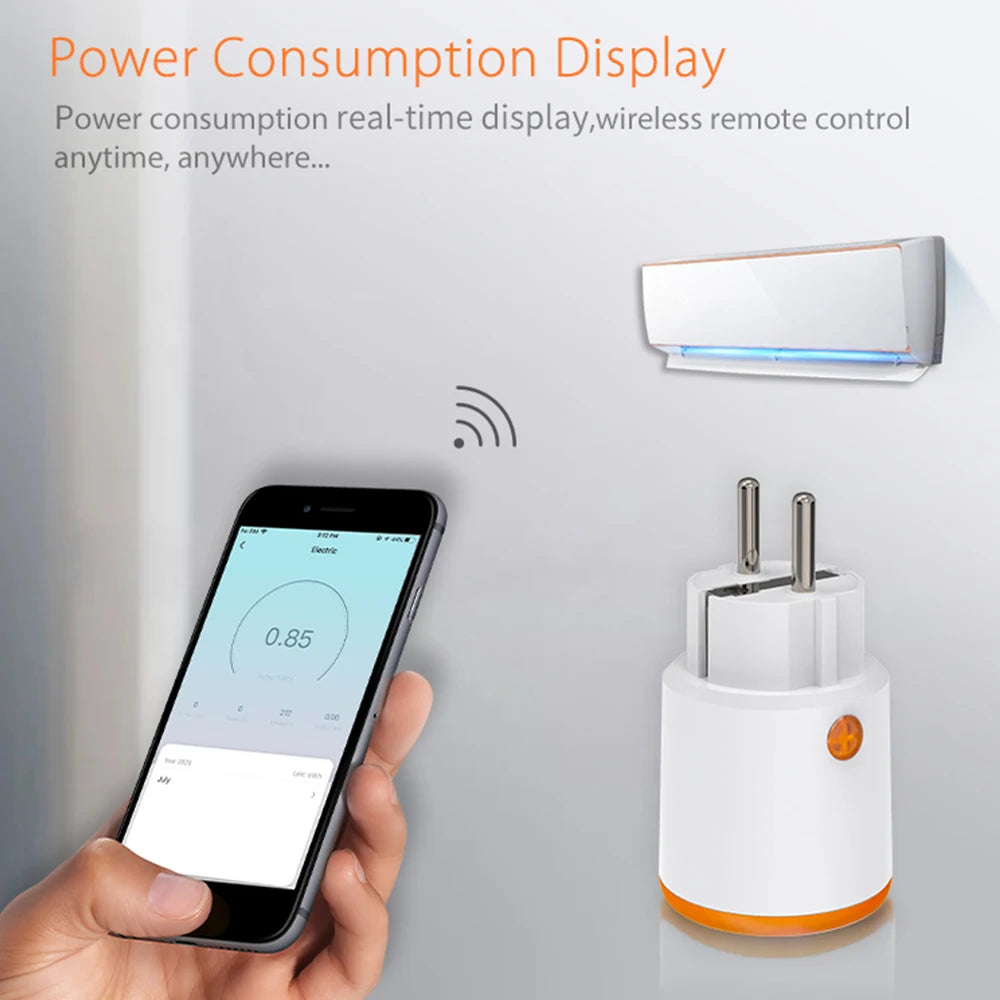 EU 16A Tuya ZigBee Smart Home Energy Monitoring Plug Outlet Socket Alexa Google, Home Assistant, Zigbee2mqttt, Smartthings Hub