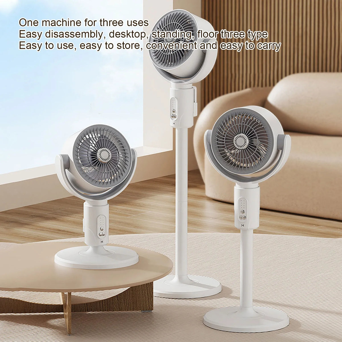 Quiet Standing Fan with Remote Control 5 Wind Speeds 8h Timer Adjustable Height Floor Desk Oscillating Air Circulating Fan