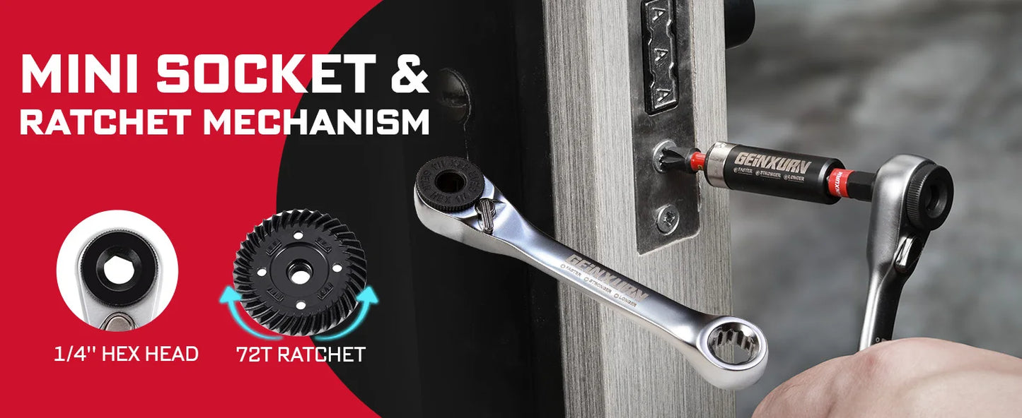 Geinxurn 58Pcs Tools Set Packaged with Impact Screwdriver Bits,Mini Wrech,Step Drill,Socket Adapter and Bit Holder for DIY