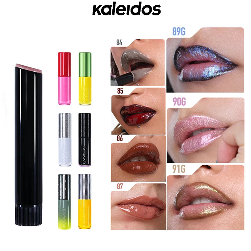 Kaleidos Lip Gloss Mirror Matte Glitter Gothic Lip Glaze Moist Shimmer Nude Punk Dark Lipstick High Colors Lasting Lip Makeup