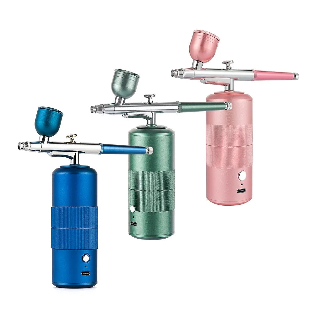 Top 0.3mm Pink Mini Air Compressor Kit Air-Brush Paint Spray Gun Airbrush For Nail Art Tattoo Craft Cake Nano Fog Mist Sprayer