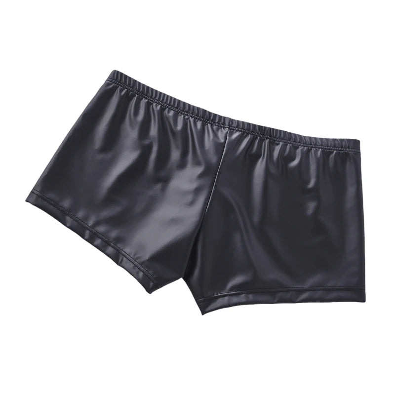 Sexy Men's Panties Faux Leather Men Boxer Shorts Underpants Zipper Slip Homme U Pouch Mens  Boxers Lingerie Cueca Calzoncillo