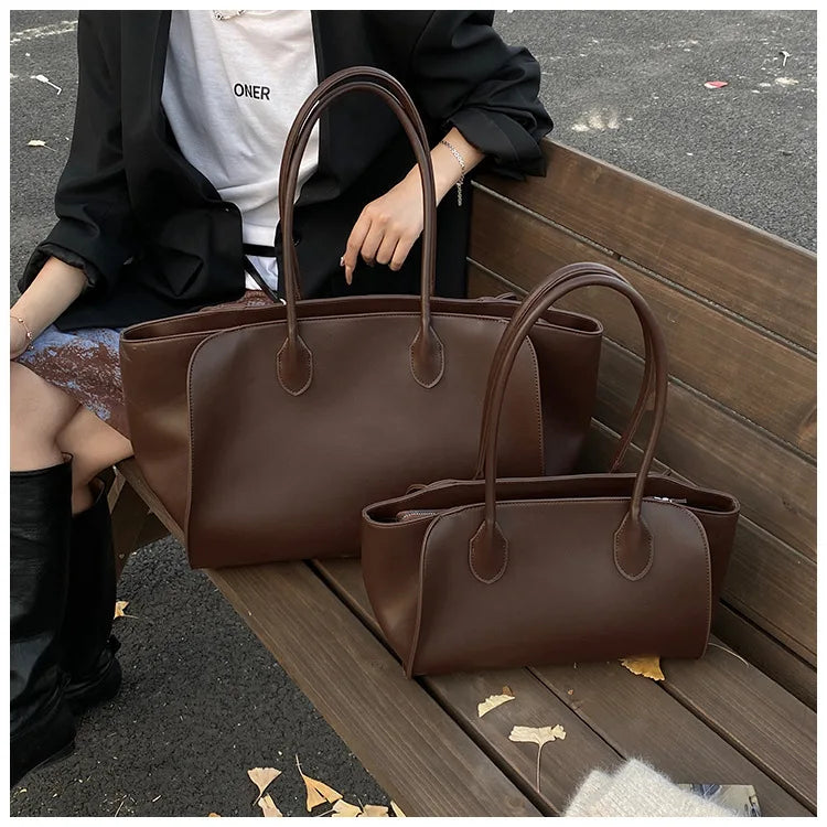 Luxury Women's Large Tote Bag Genuine Leather Shoulder Bags 2025 Female Retro Handbags High Quality Ladies Messenger Bag Black