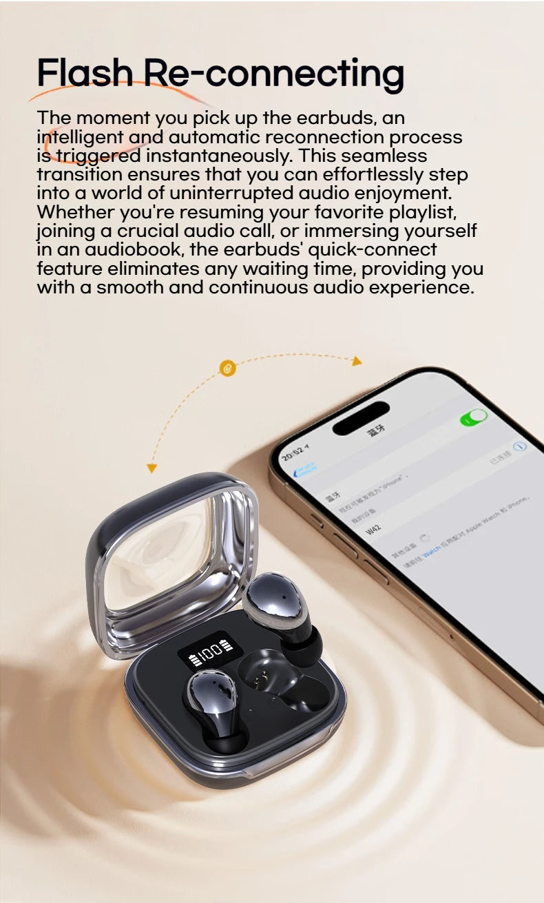 Sansui W42 Sleeping Earphones Wireless Bluetooth TWS Earbuds Invisible in-Ear Bluetooth 5.4 Headsets Physical Noise Reduction