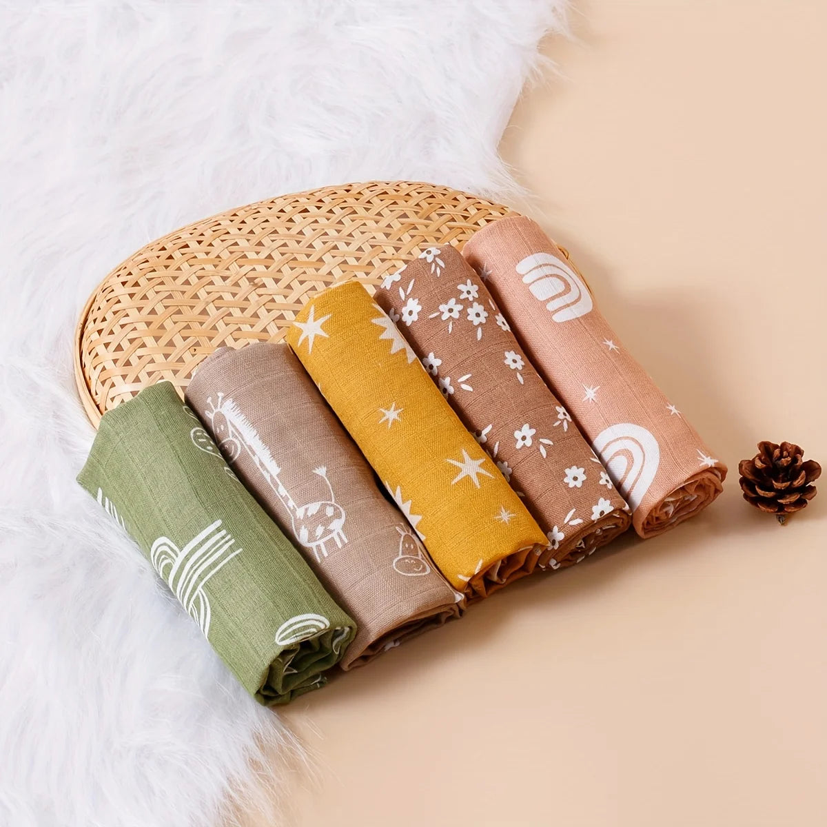5Pcs/set 60*60cm Super Soft Bamboo Cotton Muslin Blankets Infant Boy/Girl Multi-Use Feeding Burp Cloth Towel Baby Burp Cloth Set