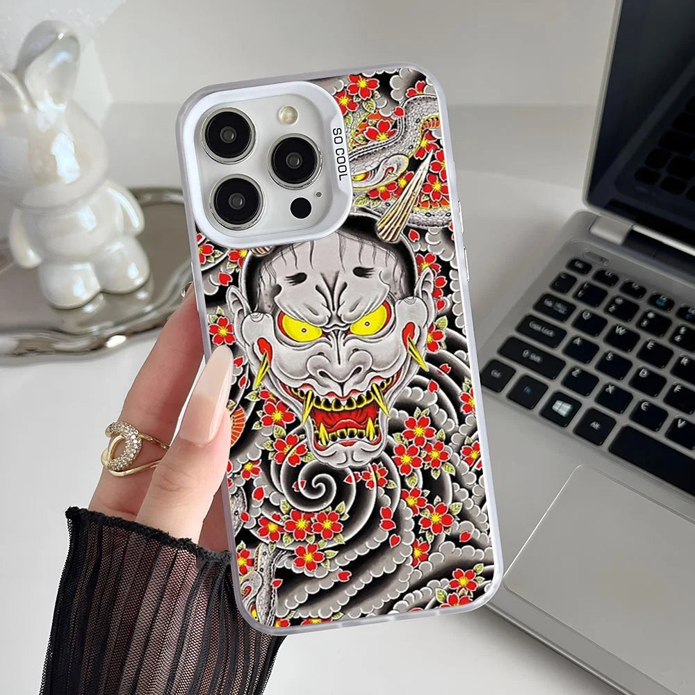 1pc Goro Majimas Hannya Yakuza Phone Case IMD Color Silver Shell For IPhone 16 15 14 13 12 11 Pro Max Plus