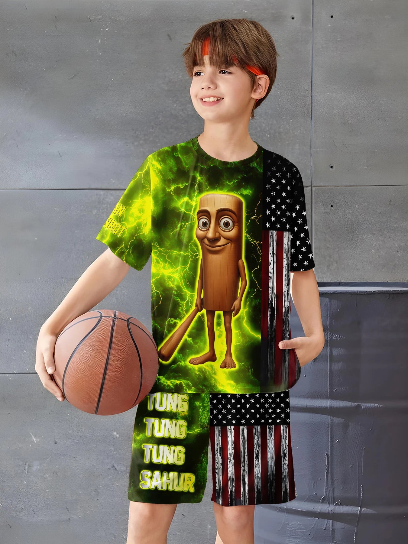 Fashion AI Games TungTungTung Sahur Design T-shirt+Shorts Summer Clothing Set Sports Suit T-Shirt & Pants Baby Outfits