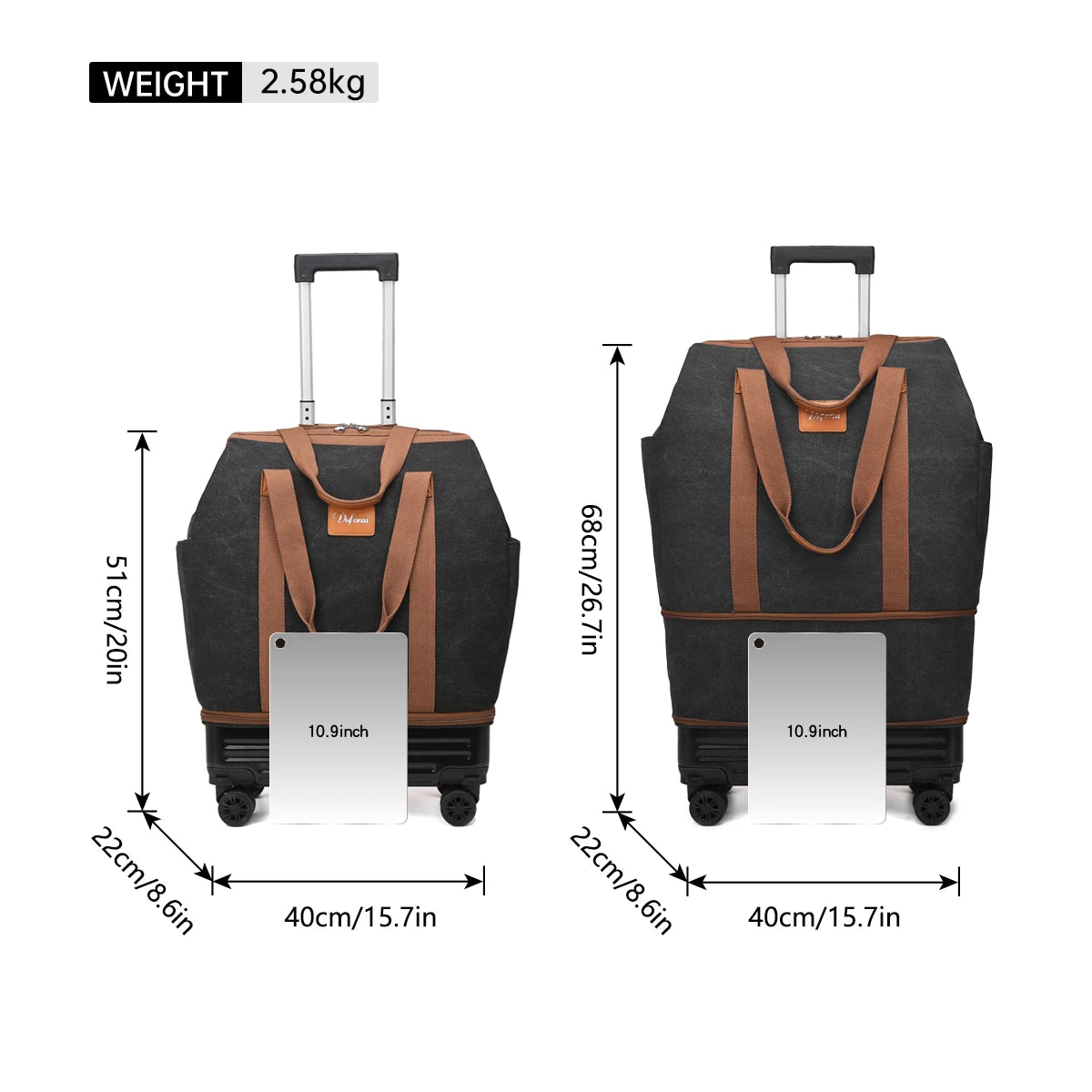 Pulley Luggage Bag, Universal Wheel Travel Bag, Foldableable Suitcase, Lightweight Trolley Bag, Large Capacity Hand-Pulled Backpack, Travel Cosmetics Bag