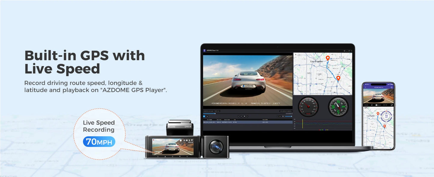 AZDOME M550 Pro Dash Cam 4K+1080P Built-in GPS 5G WiFi 3.19" IPS Screen Camera for Cars IR Night Vision 24H Parking Mode
