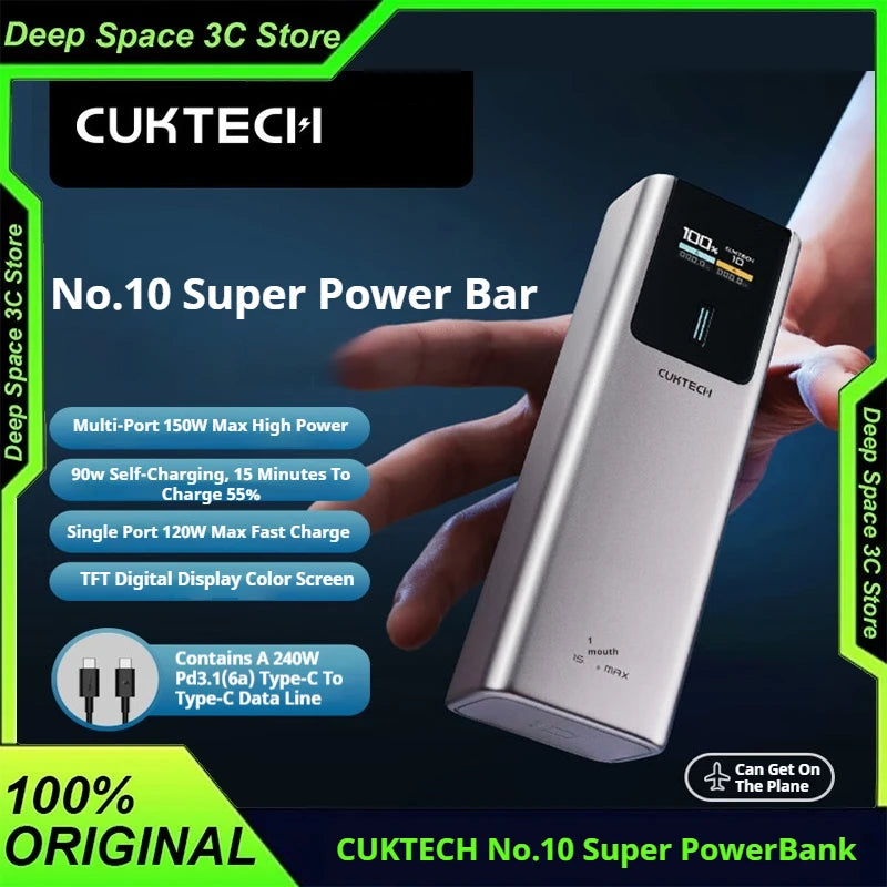 CUKTECH No.10 150w Power Bank Two-Way Fast Charge 10000mAh Portable Powerbank Fast Charging For iPhone16 15 14pro Max Huawei