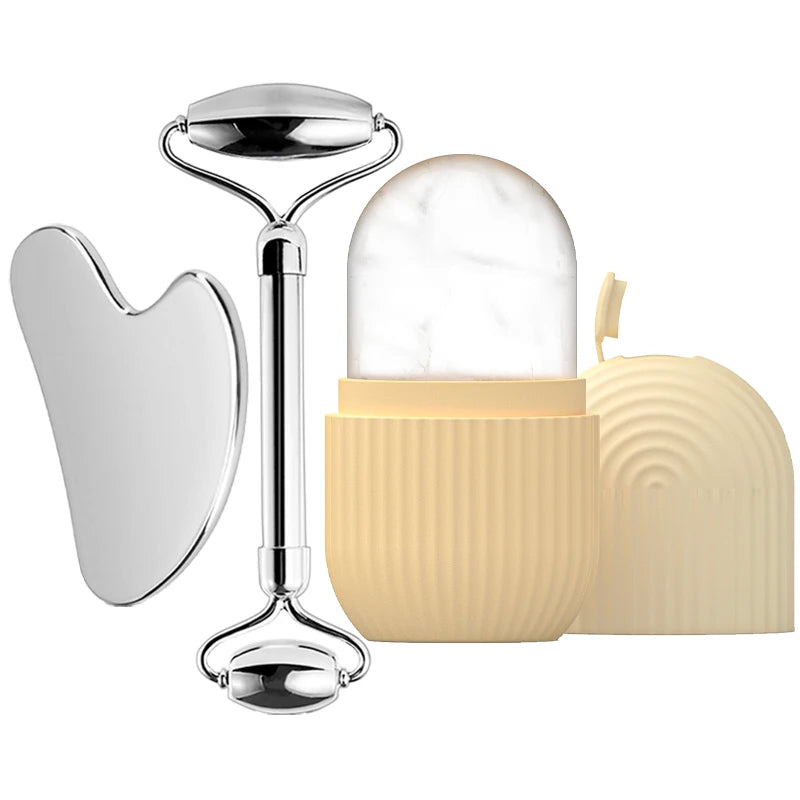 Ice Face Roller Stainless Steel Face Roller Gua Sha Tool,Facial Ice Roller Mold for Face Eye Skincare Tools Lifting Contouring
