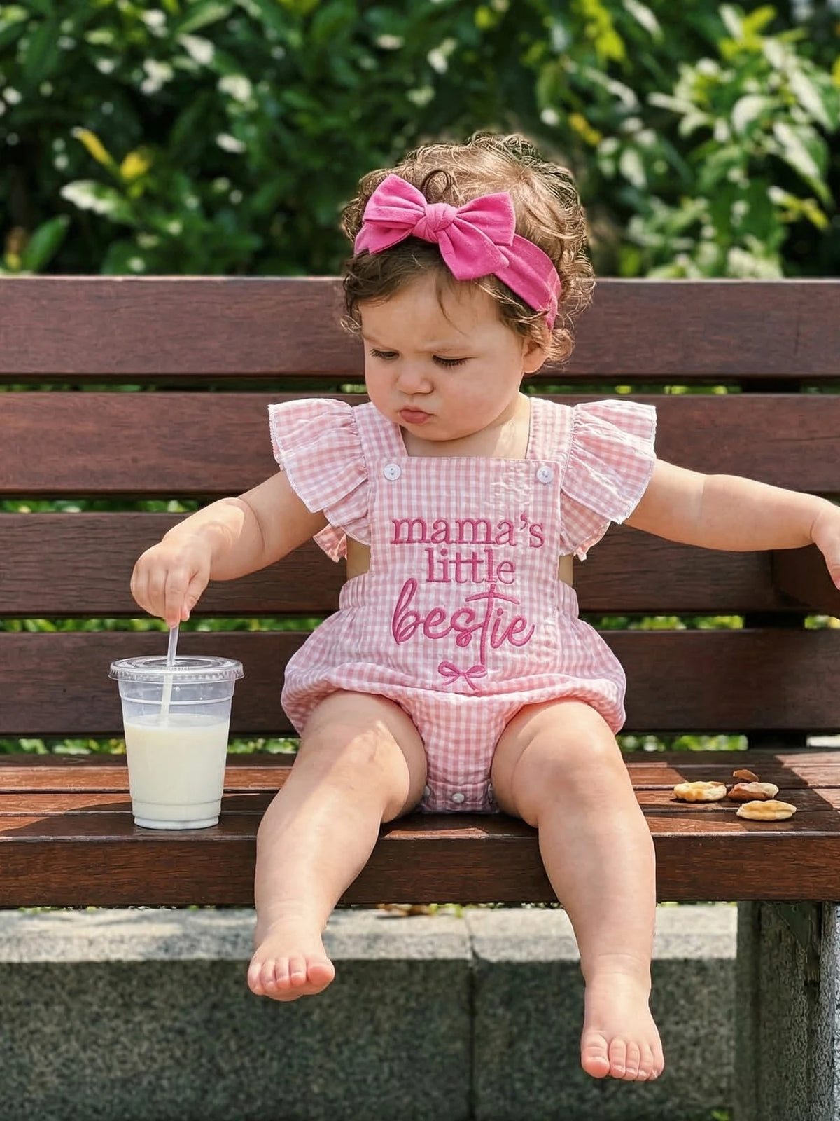 Baby Girl 2Pcs Summer Outfits Ruffle Sleeveless Bow Embroidery Romper with Headband Set Newborn Baby Bodysuits Clothes