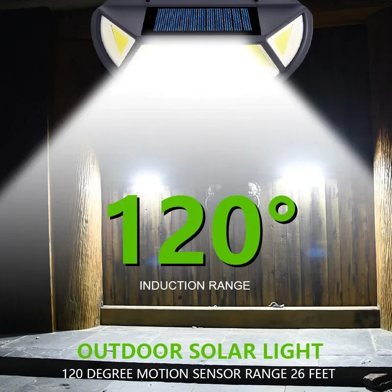 Ultra Bright 102 LED Solar Garden Light PIR Motion Sensor Outdoor Security Wall Lamp 1200mAh 18650 Rechargeable Street Light