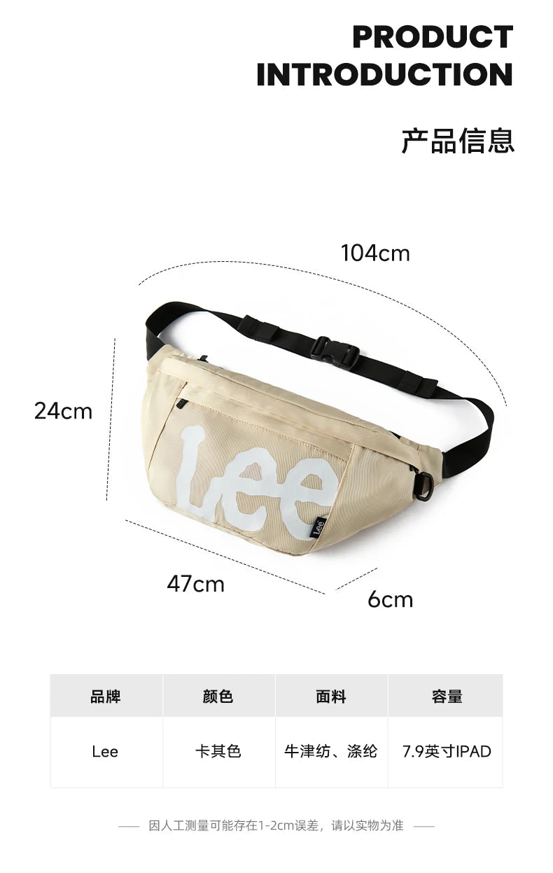 LEE Unisex Independent IPad Pocket Crossbody Bag Male Women Waterproof Sport Single Shoulder Extra Large Waist Bag Fanny Pack