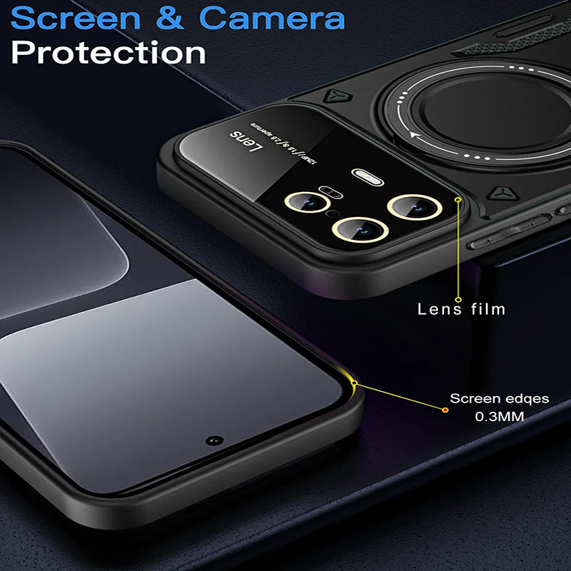 Camera Protect Shockproof  Armor Phone Case For Xiaomi 11T 12T Pro 13 13T Pro For Xiaomi 14 Pro Magnet Holder Ring Back Cover