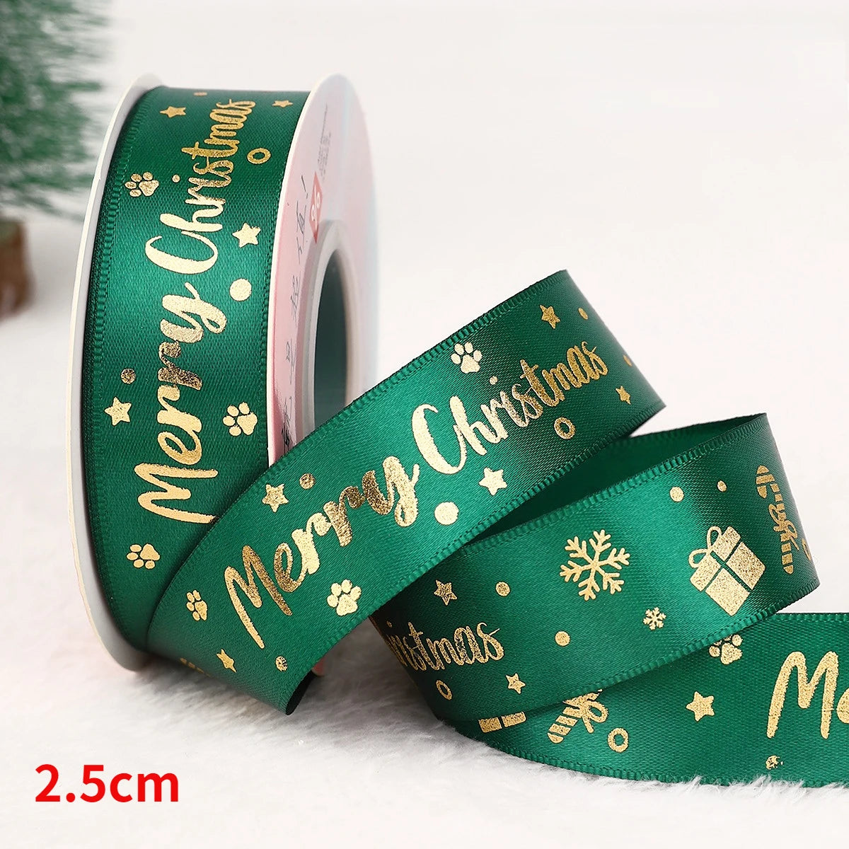 5yards Christmas Ribbon Printed Christmas Polyester Ribbon For Handmade Design Christma Decoration DIY Cake Bouquet Gift Packing