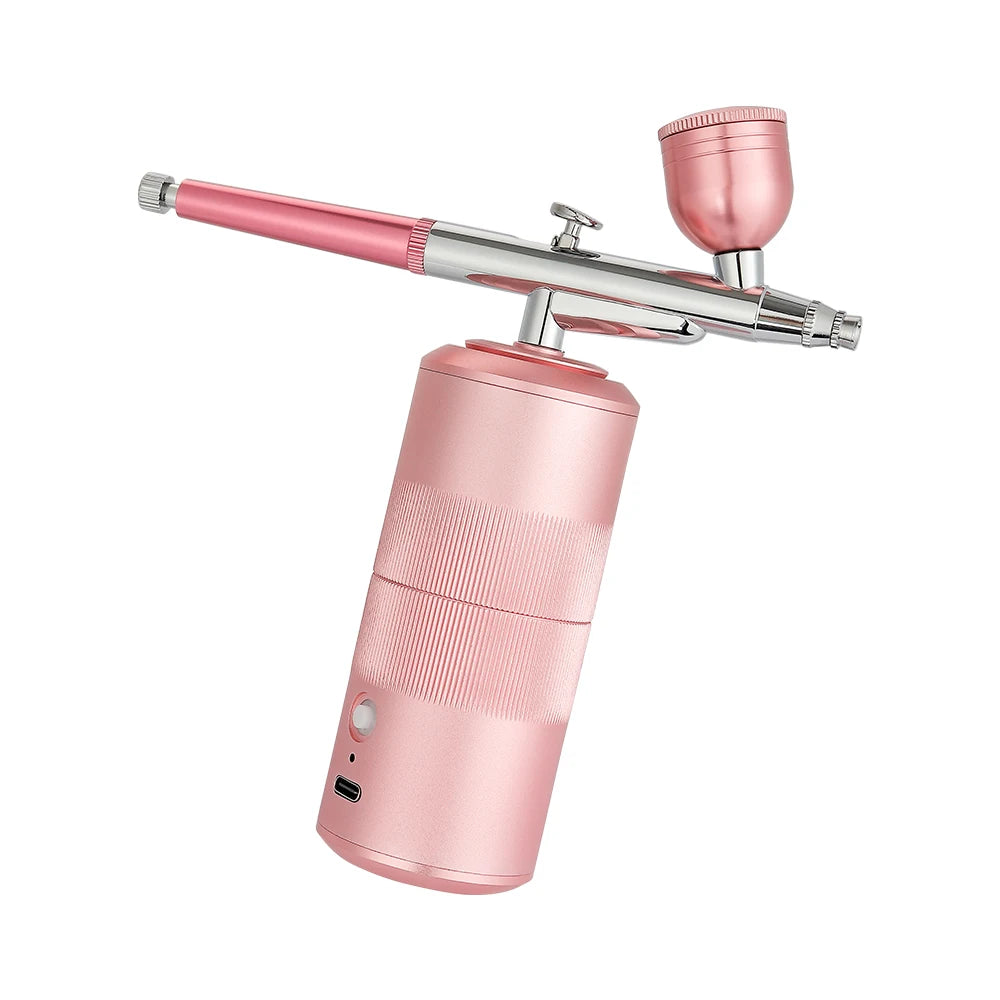 Top 0.3mm Pink Mini Air Compressor Kit Air-Brush Paint Spray Gun Airbrush For Nail Art Tattoo Craft Cake Nano Fog Mist Sprayer