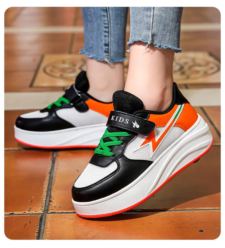 Children's walking shoes Girls 2025 new breathable roller skates boys primary school four wheel roller shoes can walk and slide