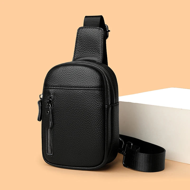 Luxury Genuine Leather Men's Chest Pack Shoulder Bags Fashion Messenger Sling bag Brand Travel Bags Crossbody Unisex Sac Wallet