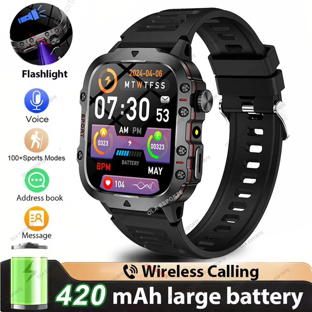 2025 New Rugged Military GPS Smart Watch Men Bluetooth Call Health Monitoring AI Voice Sport Waterproof Smartwatches For Android