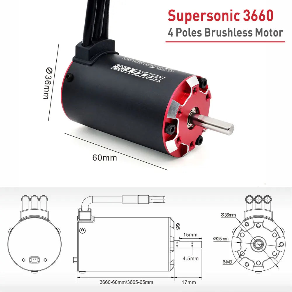 RC motor Rocket V2 supersonic Brushless Motor w/ Temp Sensor 3650 3660 3665 3670 3674 for 1/8 1/10 RC Car