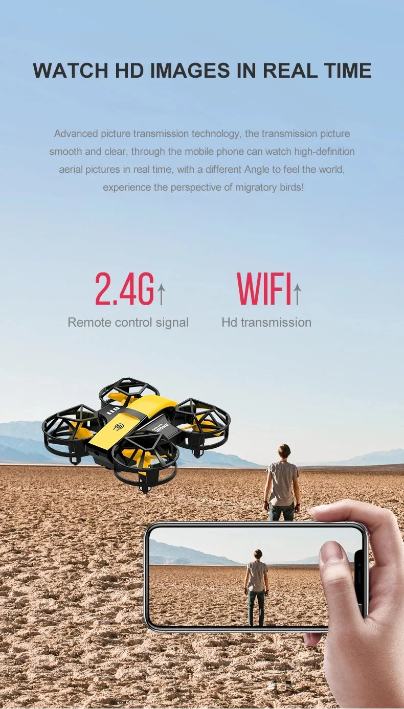 DWI Mini Drone 4k Profession HD Wide Angle Camera 1080P WiFi FPV Drone Camera Height Keep Drones Camera Helicopter Toys Gifts