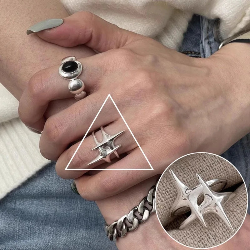 VENTFILLE 925 Sterling Silver Geometric Line Cross Wrap Open Ring For Women Gift Irregular Punk Adjustable Jewelry Dropshipping