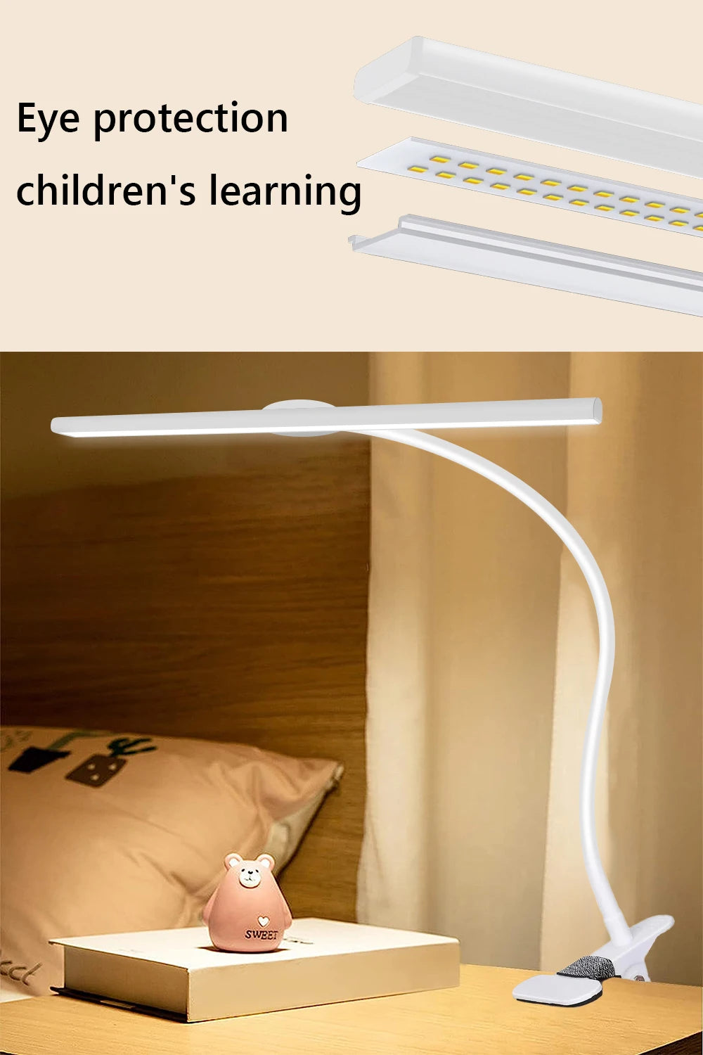 Desk Lamp LED Dimmable 10W 40CM Desk Lamp Clampable Eye Protection  Clamp Light 3 Colour Temperature10 Brightness