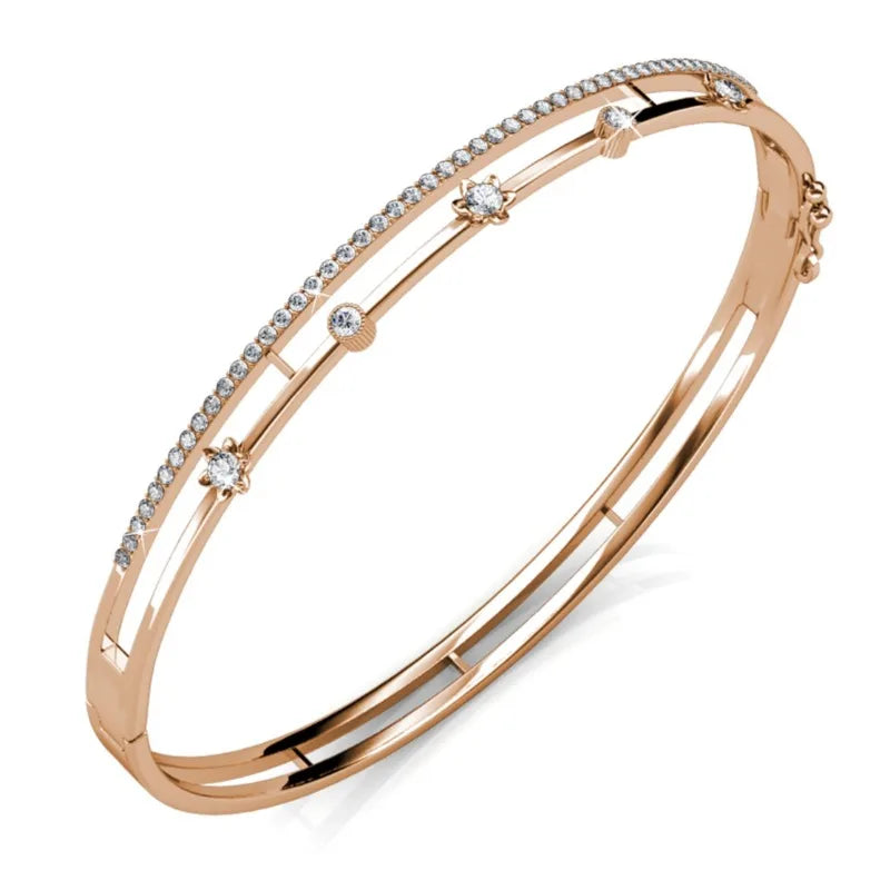 Daisini Crystals From Swarovski Women Bangle High Quality Brass Plated 18k Hand Cuff Bracelet Fashion Jewelry Birthday Gifts