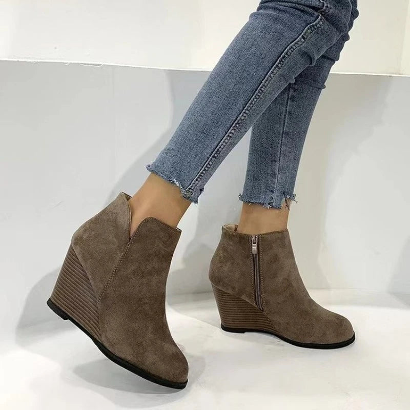 2025 New Womens Boots Side Zip Women Wedge Shoes Fashion Lightweight Ankle Boots Summer High Quality Shoes for Women Botas Mujer