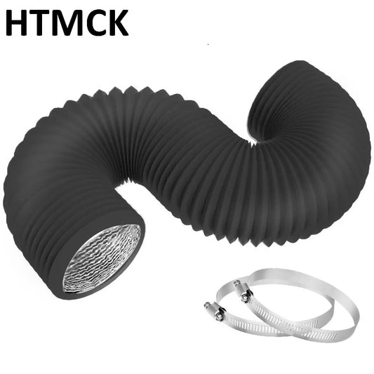 HTMCK 4 Inch Flexible Dryer Vent Hose, Heavy‑Duty Air Ducting Exhaust Pipe with 2 Stainless Steel Clamps for Kitchen
