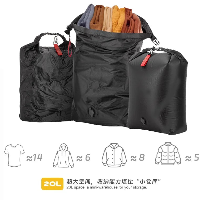 Glamping Vacuum Compression Bag No Pump Required Waterproof Gear Organizer for Sleeping Bag Down Jacket Vanlife Space Saver