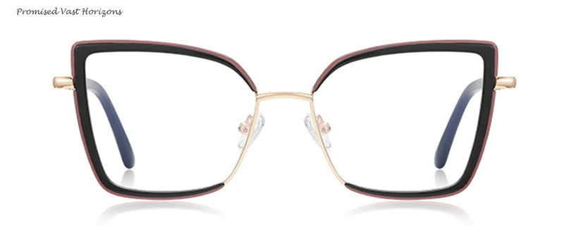 Female Exaggerated Design Anti Blue Light Glasses TR Personalized for Women with Big Face Fashion Show Plano Lens Glasses