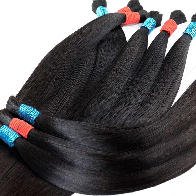 Human Hair Bulk For Braiding Straight Brazilian Virgin Human Hair Bulk No Weft for Braids Straight Bulk Human Hair Natural Black