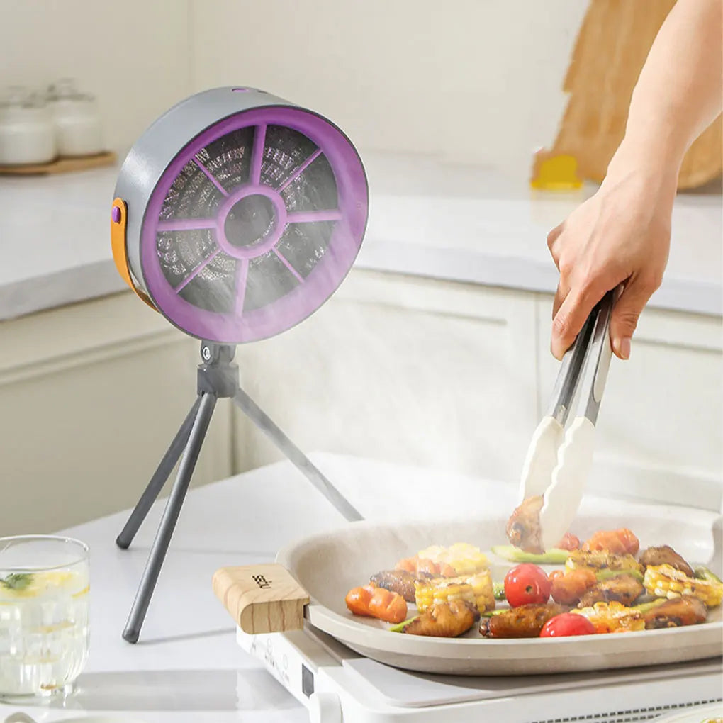 Desktop Range Hood with Filtration Kitchen Fan Portable Smoke Extractor with 3 Speeds for Outside Camping and Household
