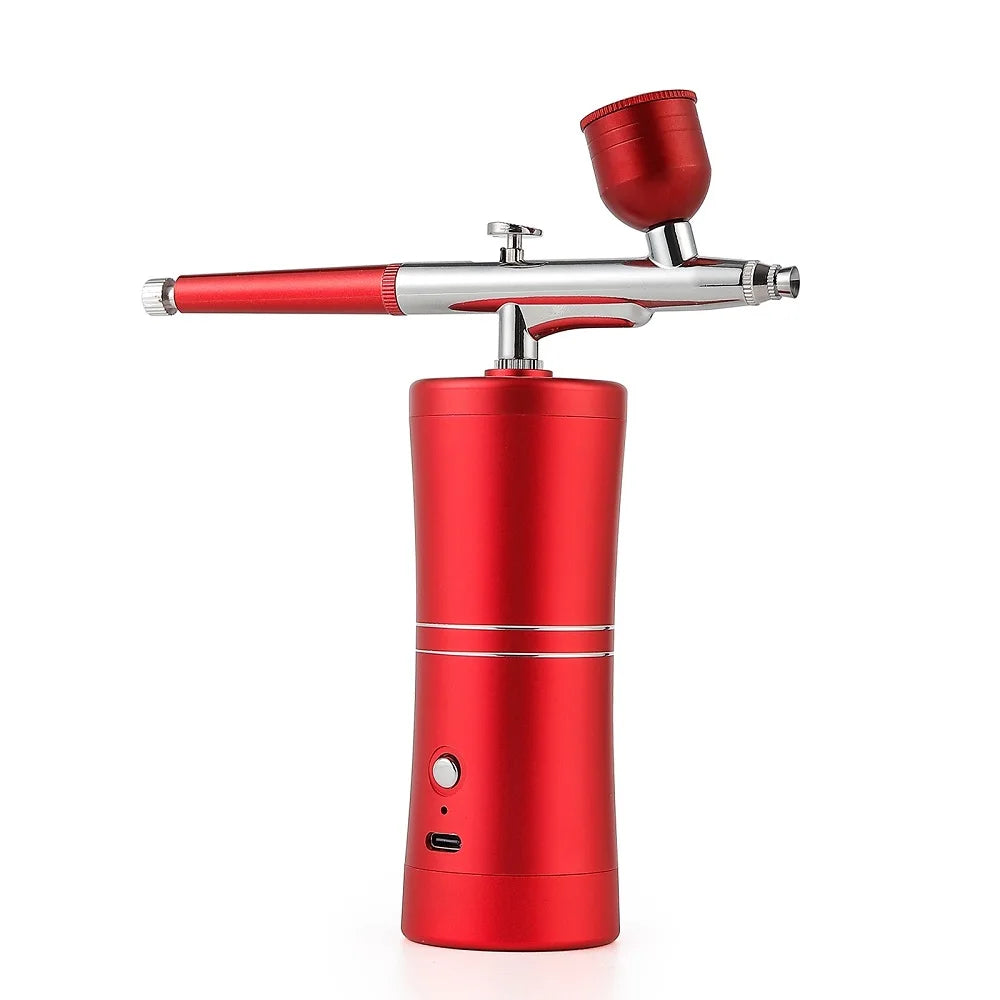 Top 0.3mm Pink Mini Air Compressor Kit Air-Brush Paint Spray Gun Airbrush For Nail Art Tattoo Craft Cake Nano Fog Mist Sprayer