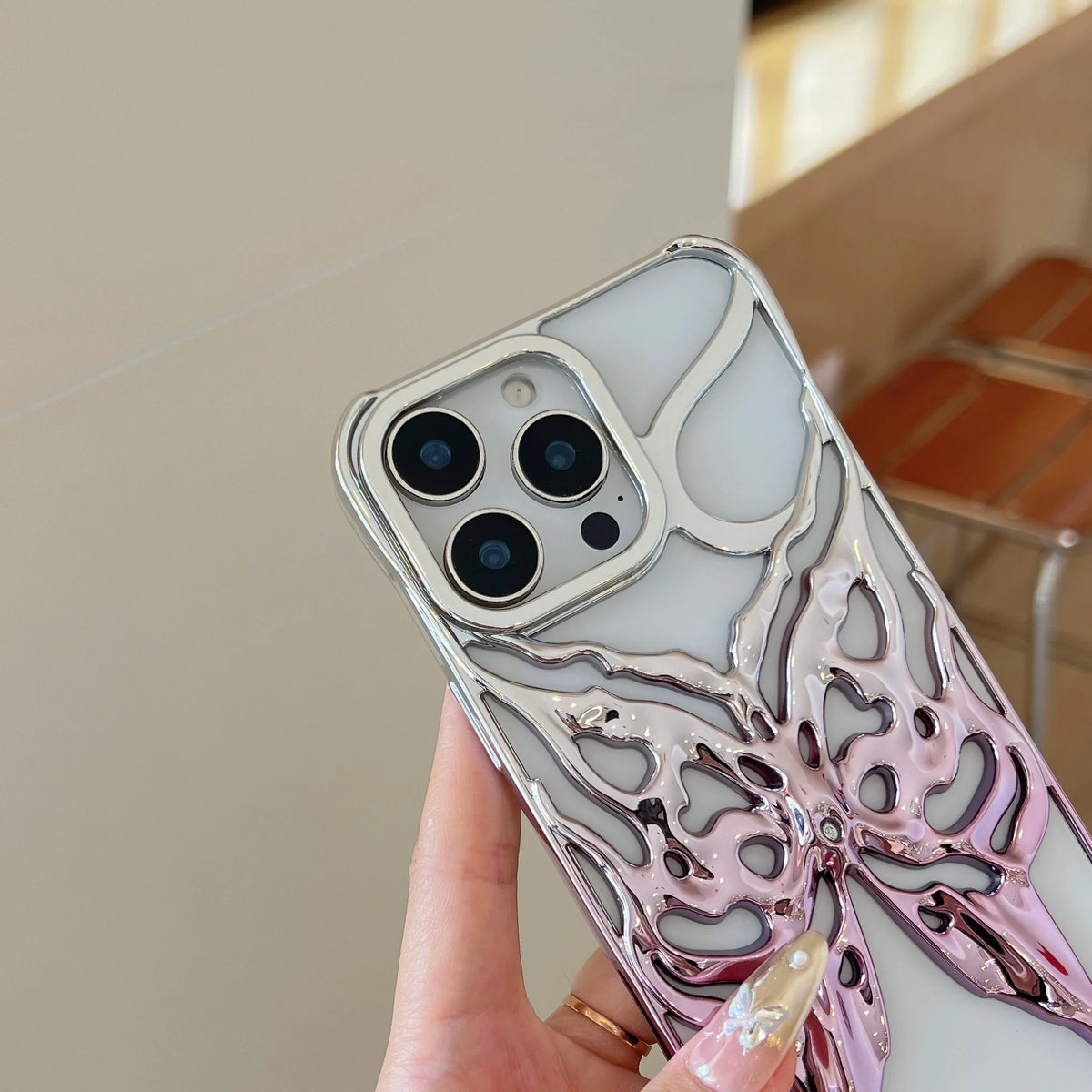 Plating Butterfly Hollow Out Gradient Color Soft Phone Case for iPhone 11 12 13 14 15 16 Pro Max Heat Dissipation Cooling Cover